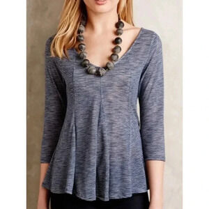 {Anthropologie} Puella Striped Blouse 3/4 Sleeves